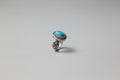 Southwest Native Sterling Silver Ring stamped BGE,  Turquoise & Enamel Feather Revival